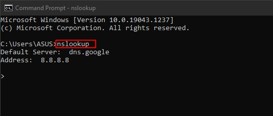 run nslookup